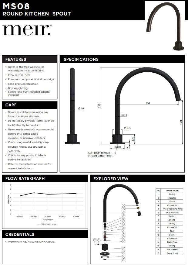 Round High-Rise Swivel Hob Spout - Chrome - Designer Bathware