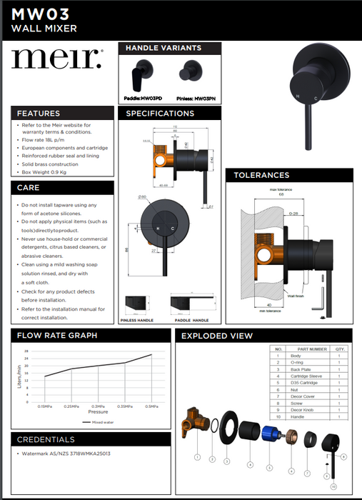 ROUND PINLESS WALL MIXER - Designer Bathware