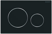 Sigma 20 Matte Black Round & Chrome Trim Button Flush Plate - Designer Bathware