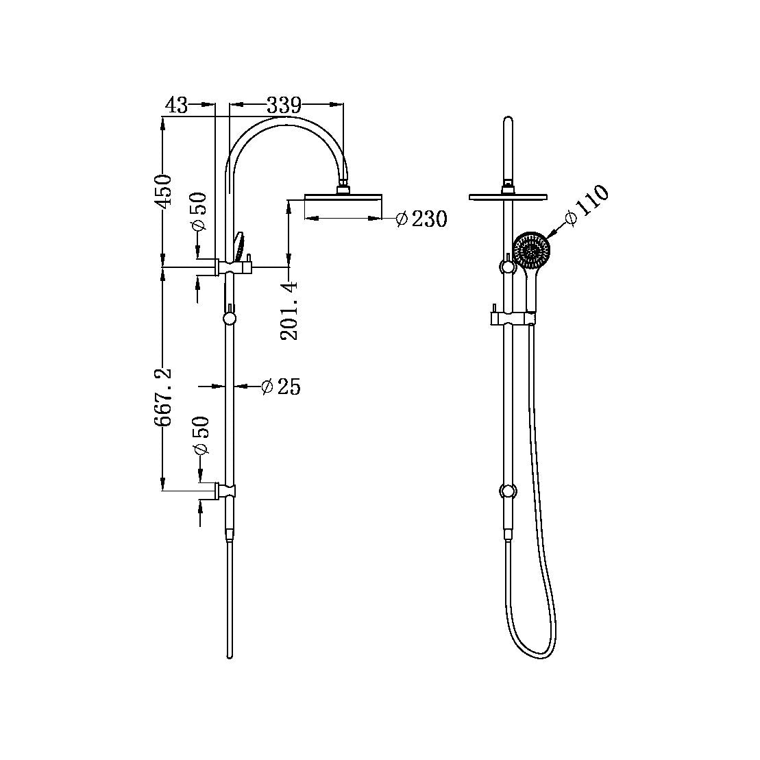 Mecca Twin Shower with Air Shower Chrome - Designer Bathware