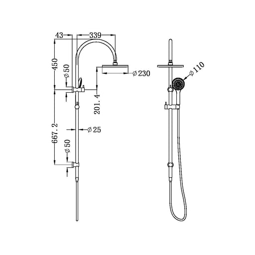 Mecca Twin Shower with Air Shower Chrome - Designer Bathware