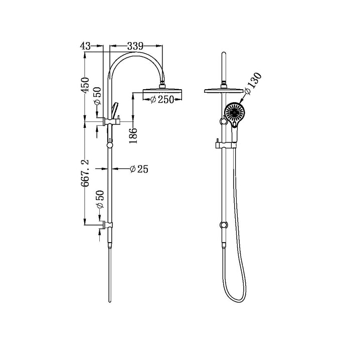 Mecca Twin Shower Gun Metal - Designer Bathware