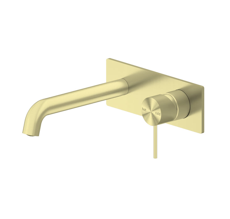 Mecca Wall Basin Mixer 185mm Spout Brushed Gold