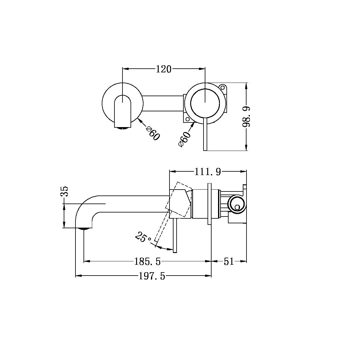 Mecca Wall Spout & Mixer - Designer Bathware