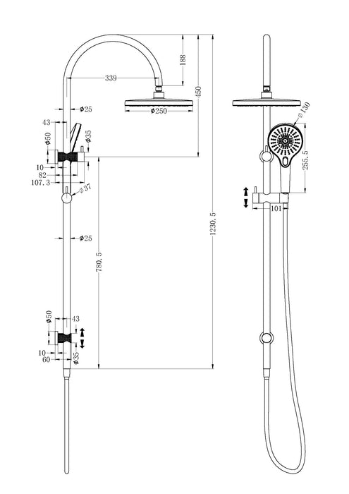 Opal Twin Shower Set - Designer Bathware