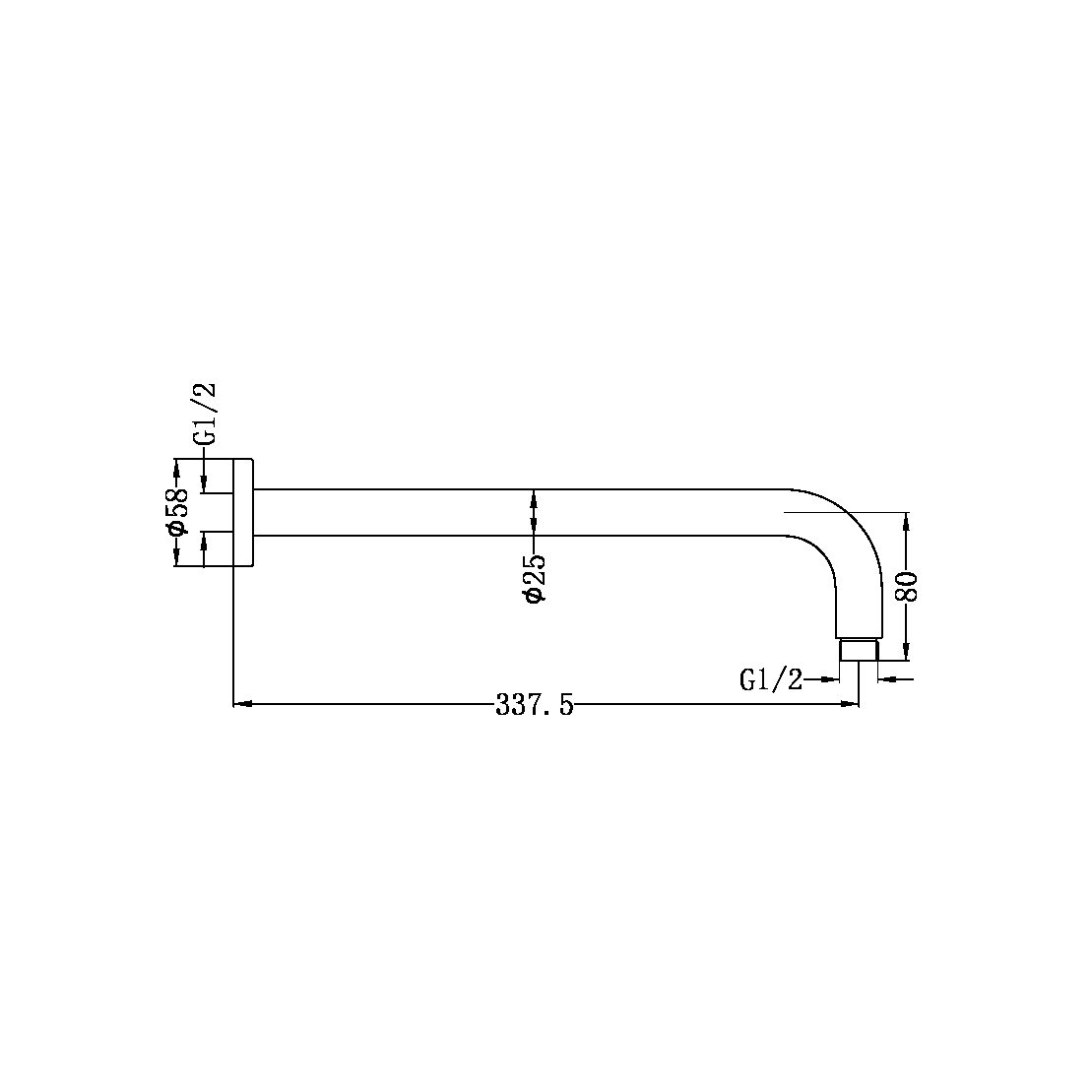 Mecca Round Shower Arm - Designer Bathware