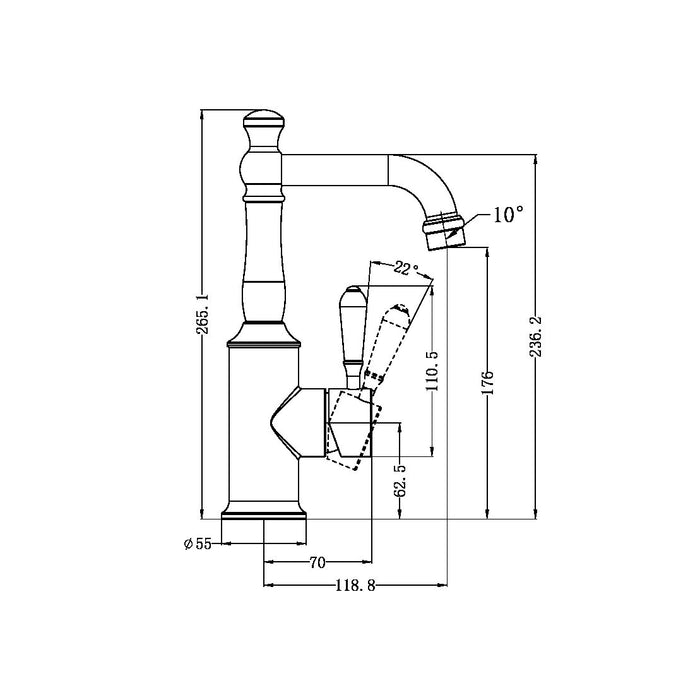 York Basin Mixer Hook Spout - Designer Bathware