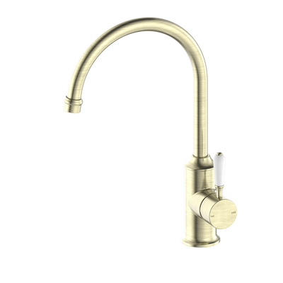 Nero York Kitchen Mixer Gooseneck Spout - Aged Brass
