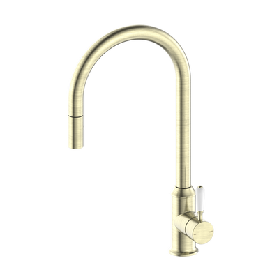 York Pull Out Sink Mixer with Veggie Spray Function - Aged Brass