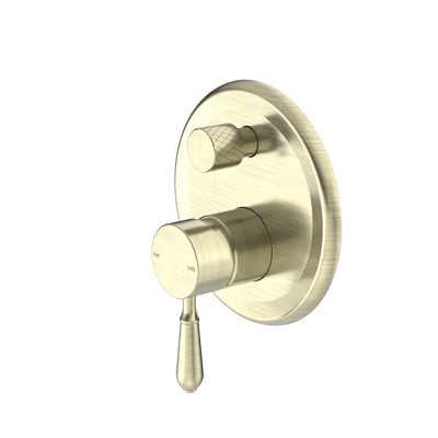 Nero York Shower Mixer with Divertor with Metal Lever - Aged Brass