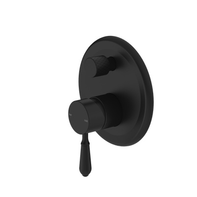 Nero York Shower Mixer with Divertor with Metal Lever - Matte Black