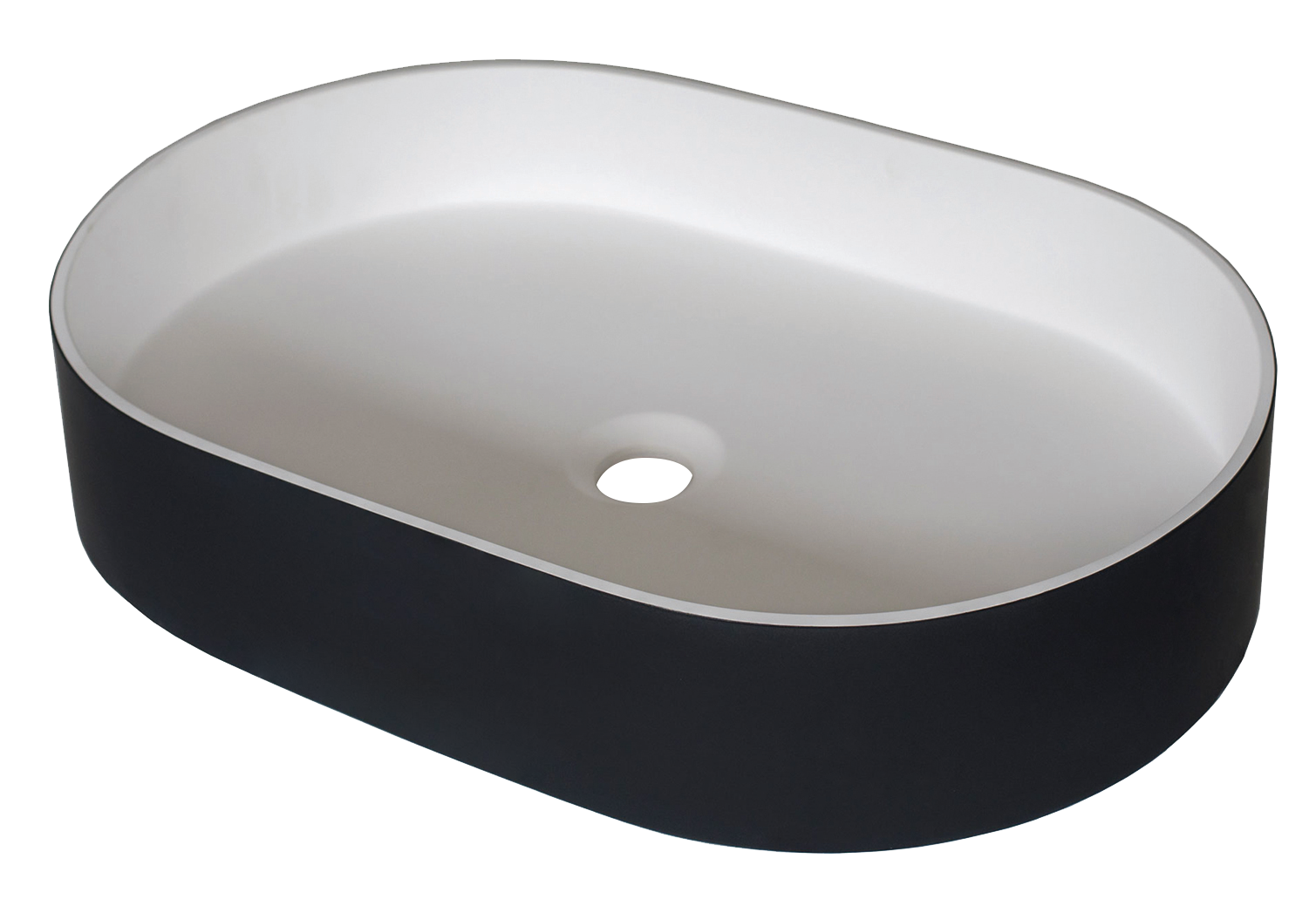 Nero Blanco Acrylic Solid Surface Above Counter Basin - Designer Bathware