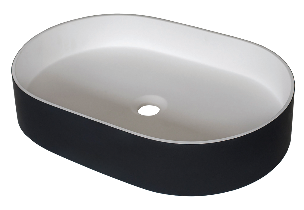 Nero Blanco Acrylic Solid Surface Above Counter Basin - Designer Bathware