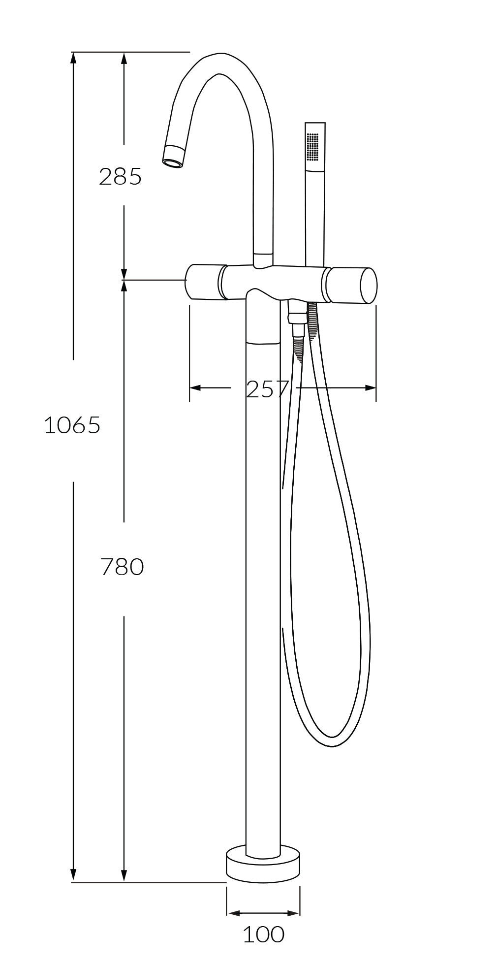 Circa Floor Mount Mixer with Hand Shower - Designer Bathware