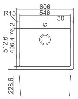 Impact Insert Single Bowl with Taphole - Designer Bathware