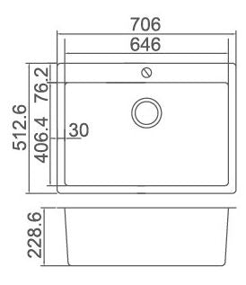 Impact Insert Single Bowl with Taphole - Designer Bathware