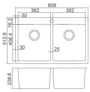 Impact Insert Single Bowl with Taphole - Designer Bathware