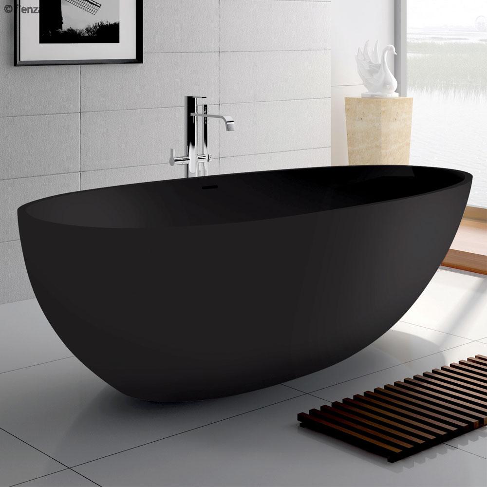 Bahama 1700 Matte Black Cast Stone Soild Surface Bath