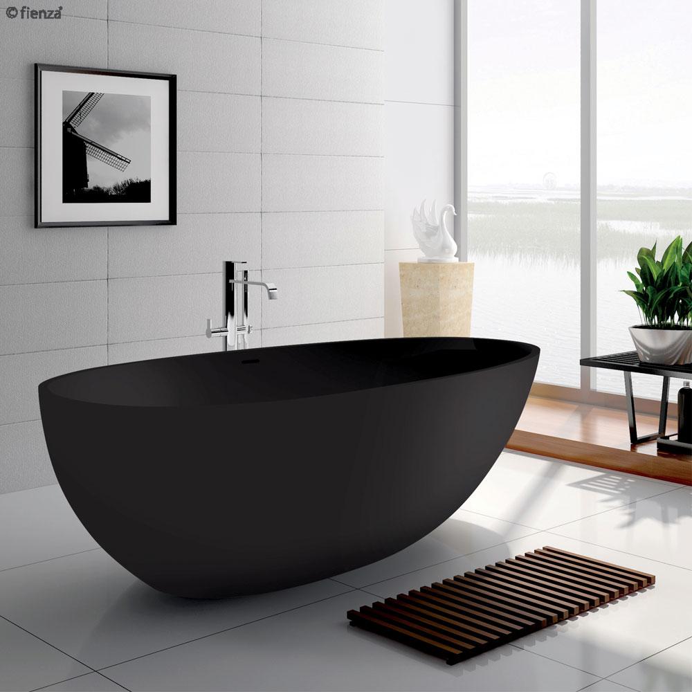 Bahama 1700 Matte Black Cast Stone Soild Surface Bath