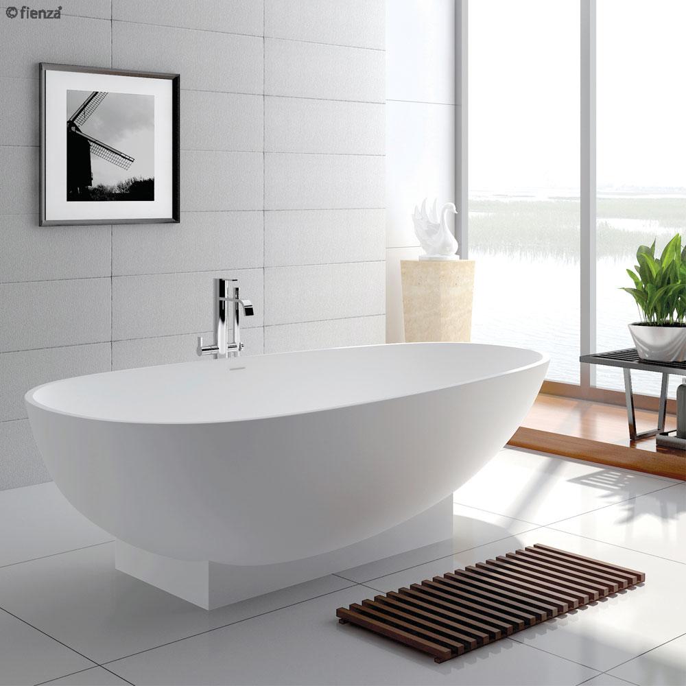 Lagoona Matte White Cast Stone Solid Surface Bath