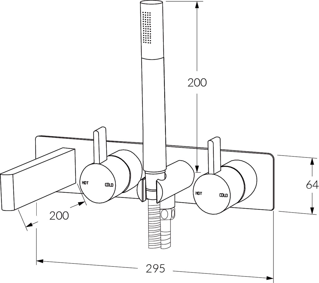 Calibre Bath Mixer System with Hand Shower 200mm - Designer Bathware