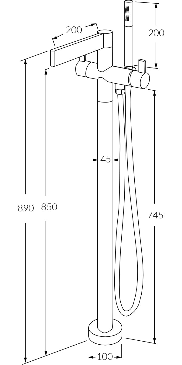 Calibre Floormount Mixer with Handshower - Designer Bathware