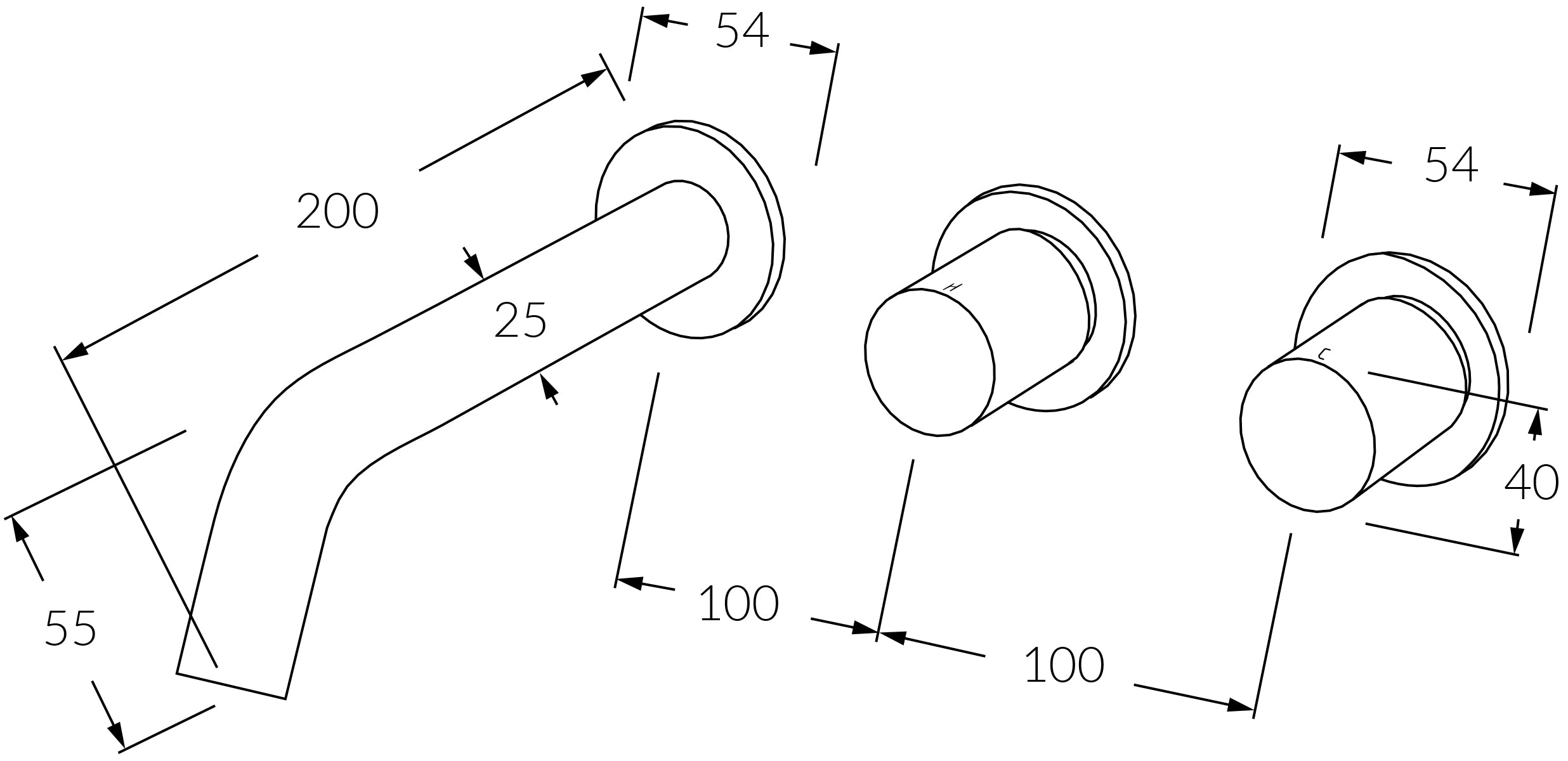 Circa Wall Bath Hostess System 200mm - Designer Bathware