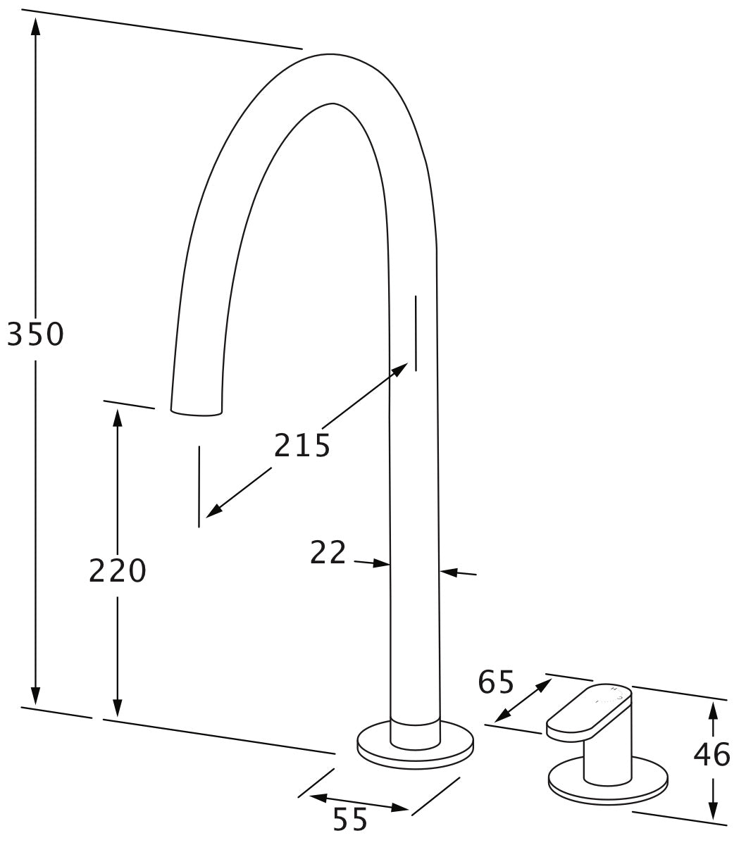 Duet Basin Sink Hob Mixer Set High - Designer Bathware