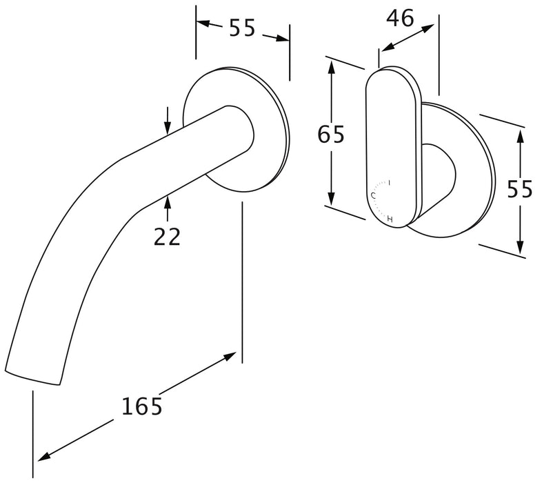 Duet Progressive Wall Basin Mixer System 165mm - Designer Bathware