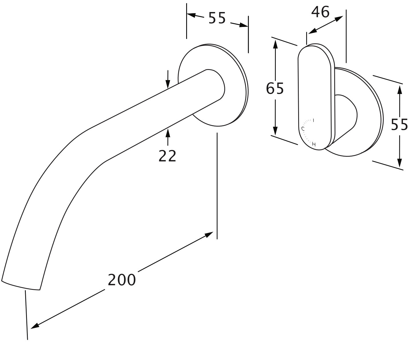 Duet Progressive Wall Basin Mixer System 200mm - Designer Bathware