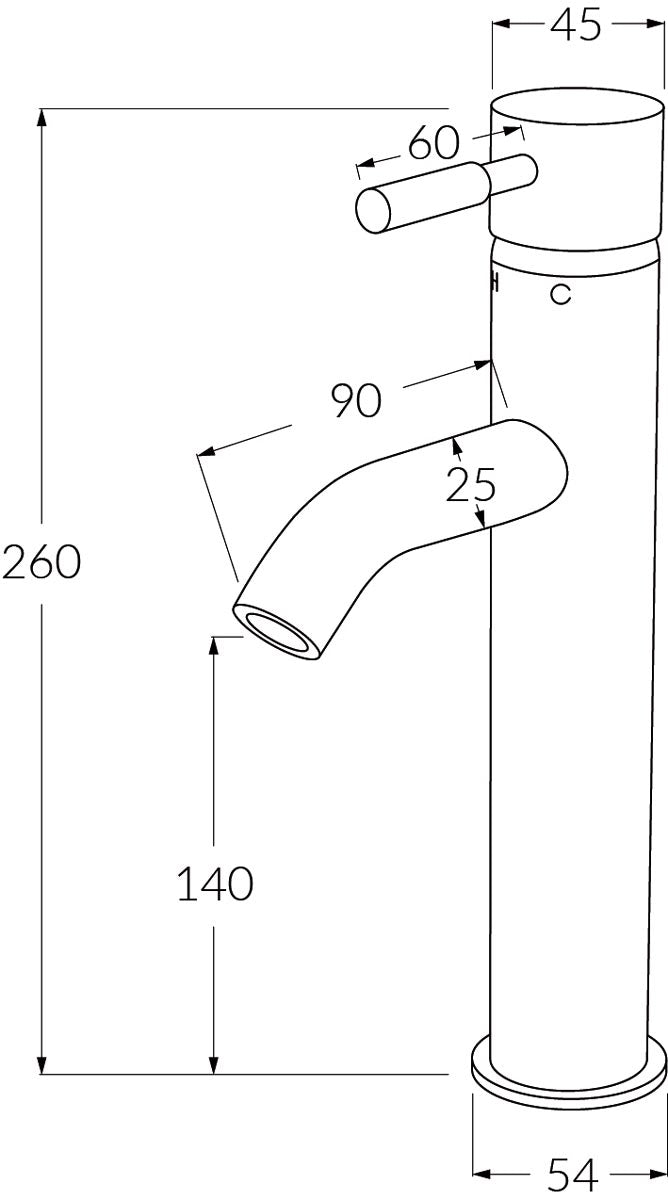 Voda Medium Basin Mixer - Designer Bathware