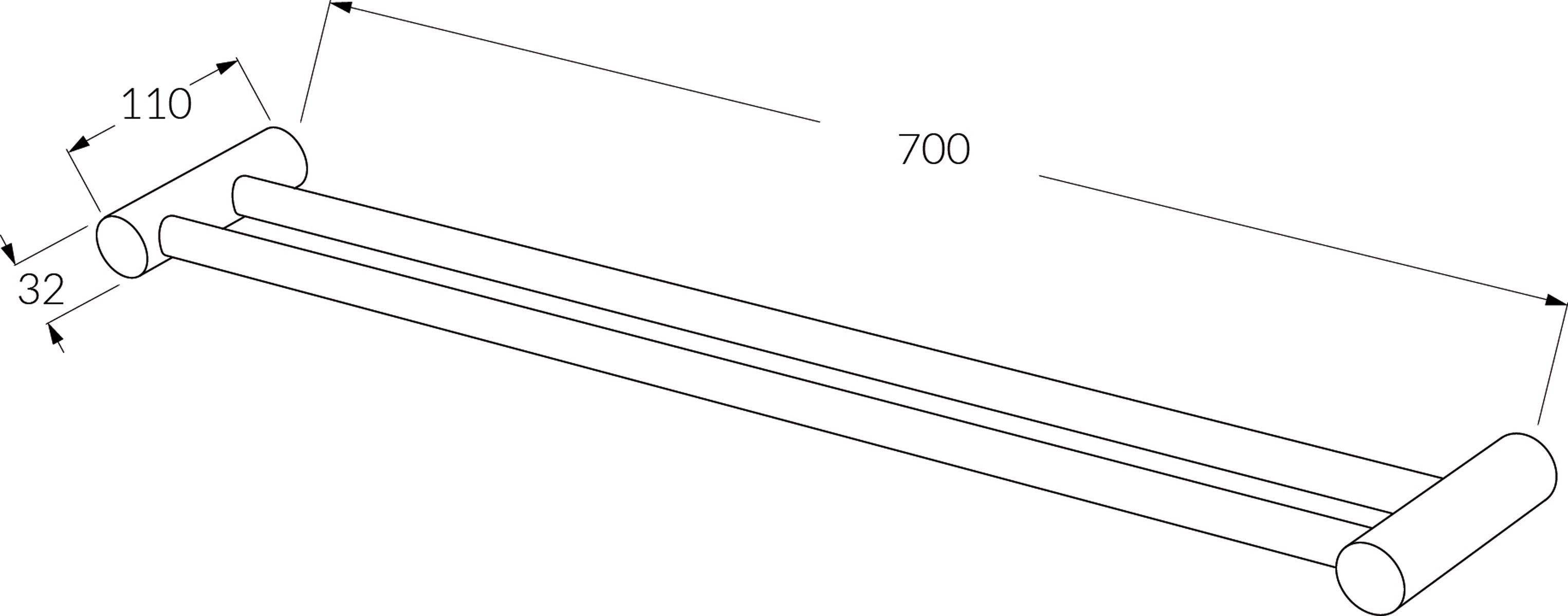 Voda Double Towel Rail 700mm - Designer Bathware