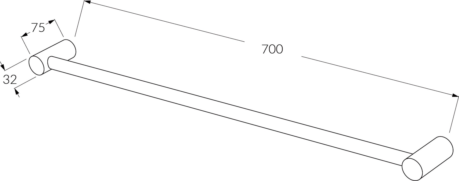 Voda Single Towel Rail 700mm - Designer Bathware