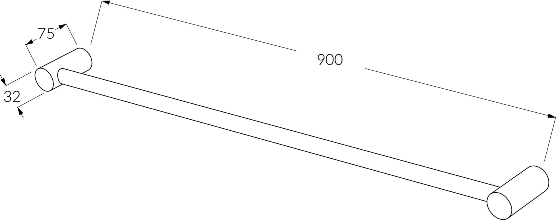 Voda Single Towel Rail 900mm - Designer Bathware