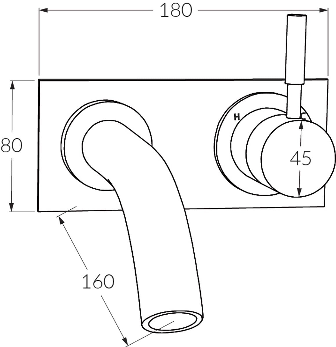 Voda Wall Basin Mixer Outlet System 160mm - Designer Bathware