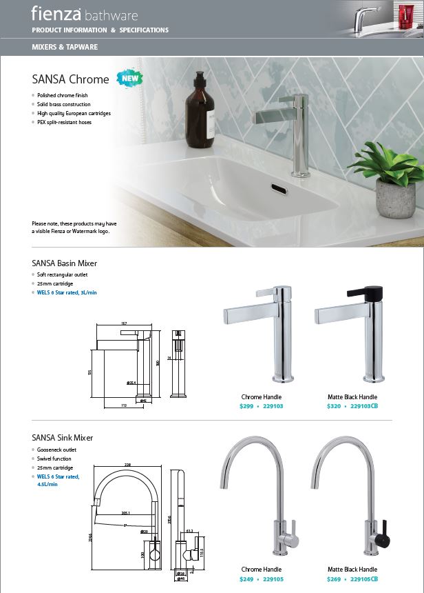 Sansa Tall Basin Mixer - Designer Bathware