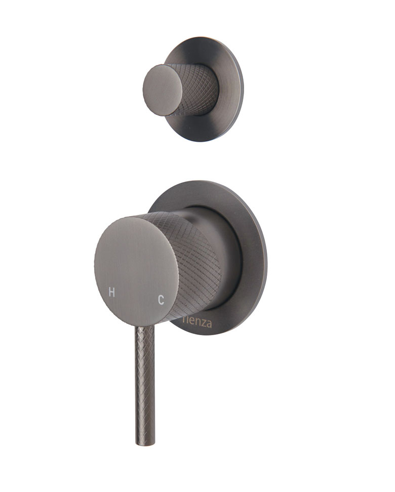 AXLE Wall Diverter Mixer on Small Round Plates - Designer Bathware