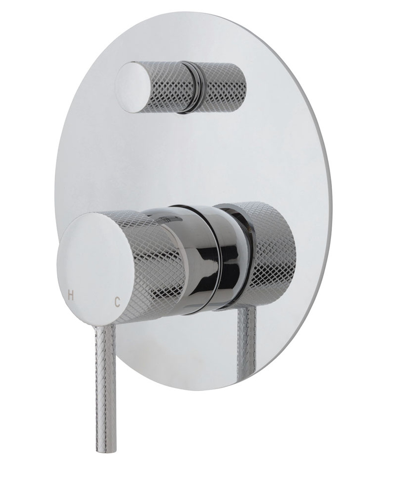 Axle Wall Diverter Mixer on Large Round Plate - Designer Bathware