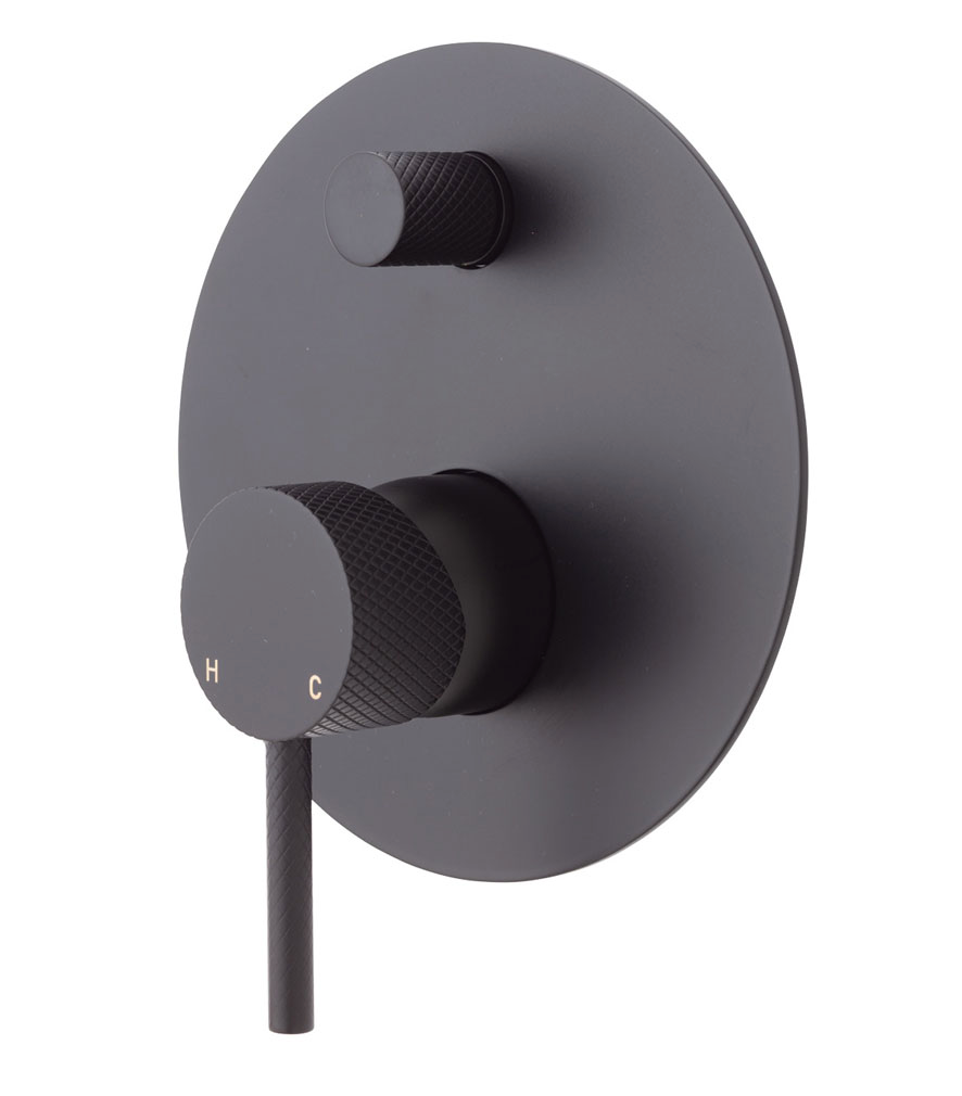 Axle Wall Diverter Mixer on Large Round Plate - Designer Bathware