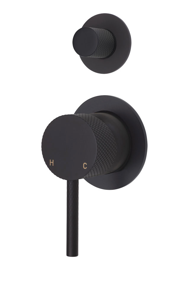 AXLE Wall Diverter Mixer on Small Round Plates - Designer Bathware