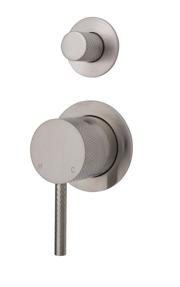 Axle Wall Diverter Mixer on Small Round Plates - Designer Bathware