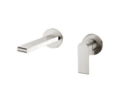 Nero Bianca Wall Basin Mixer Brushed Nickel (Separate Black Plate)