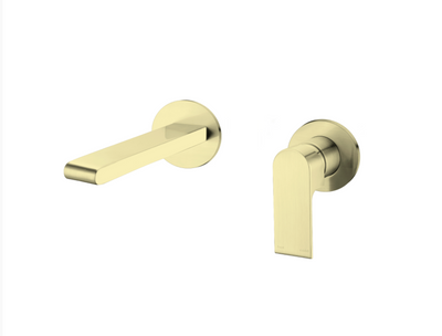 Nero Bianca Wall Basin Mixer - Brushed Gold