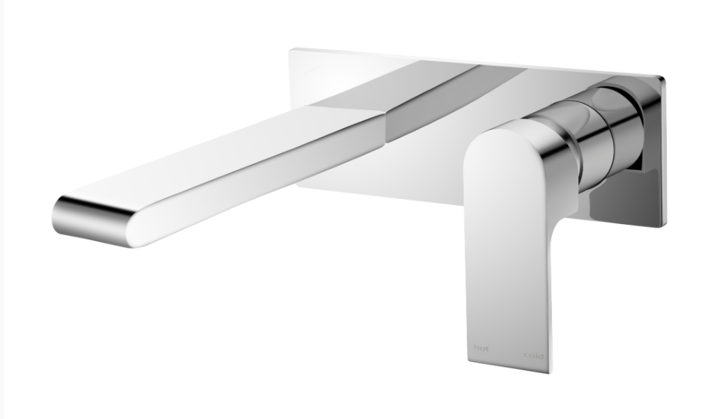 Nero Bianca Wall Basin Mixer on Back Plate - Chrome