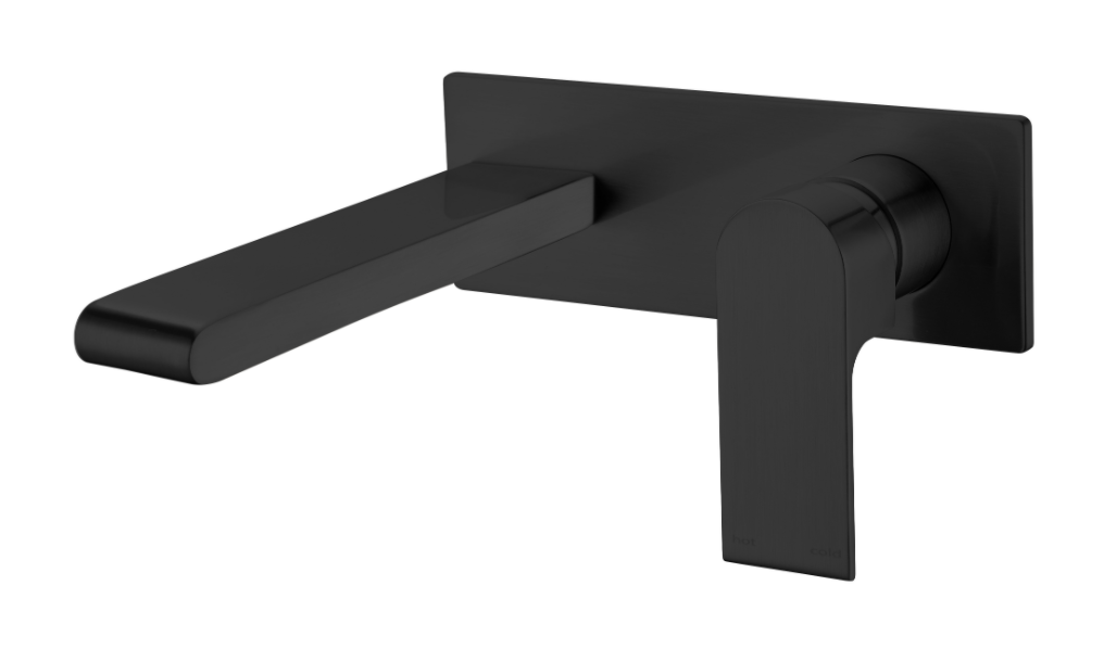 Nero Bianca Wall Basin Mixer on Back Plate - Matte Black