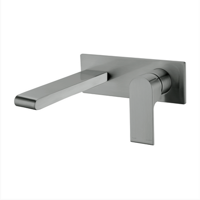 Nero Bianca Wall Basin Mixer on Back Plate - Gunmetal