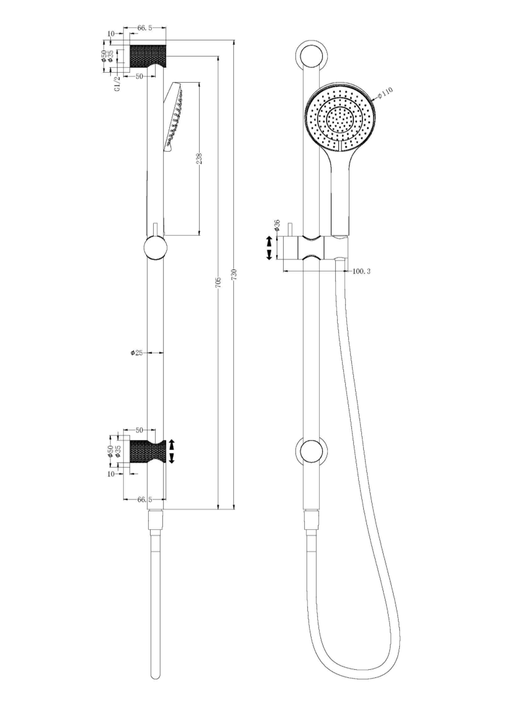 Opal Rail Shower With Air Shower - Designer Bathware