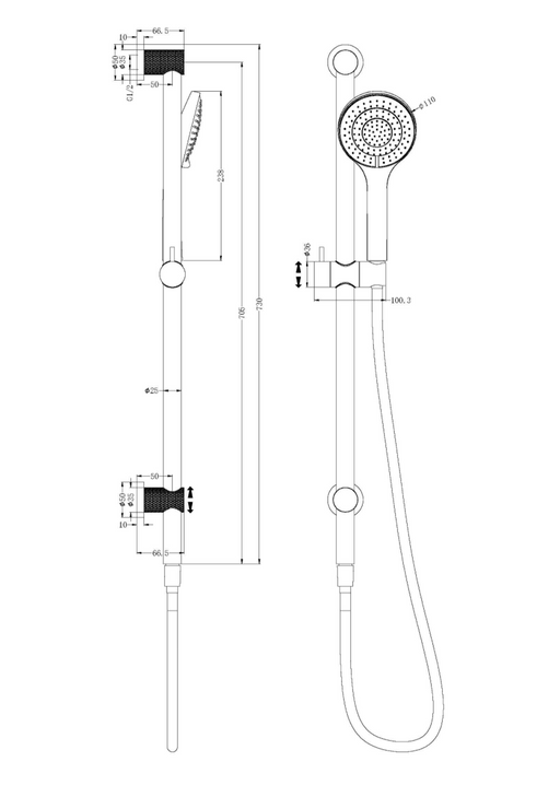 Opal Rail Shower With Air Shower - Designer Bathware