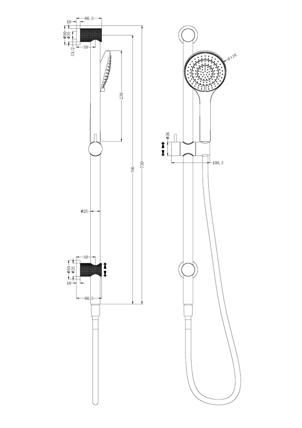 Opal Rail Shower With Air Shower - Designer Bathware