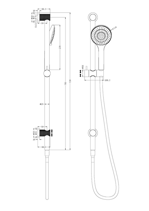 Opal Rail Shower With Air Shower - Designer Bathware